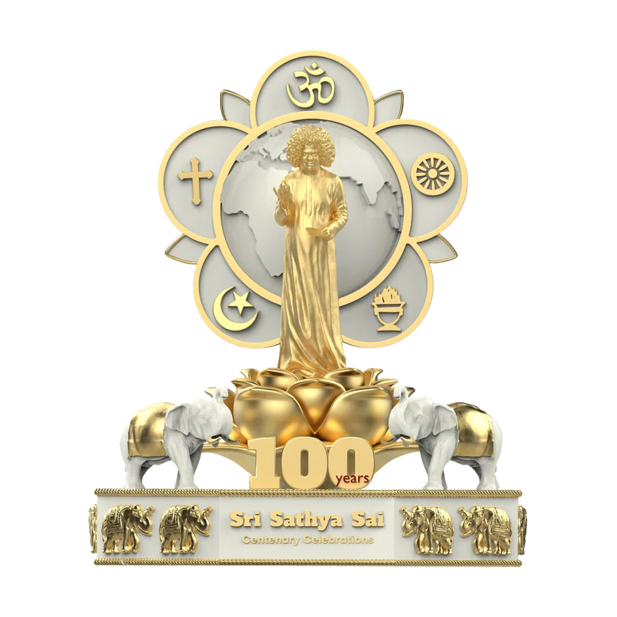 Centenary emblem marking one hundred years of Bhagawan Sri Sathya Sai Baba